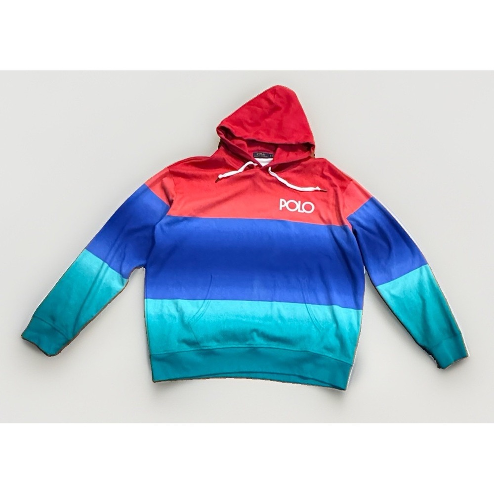 Polo Ralph Lauren Stadium Color Block Ombre Serape Beacon Hoodie Large Rare